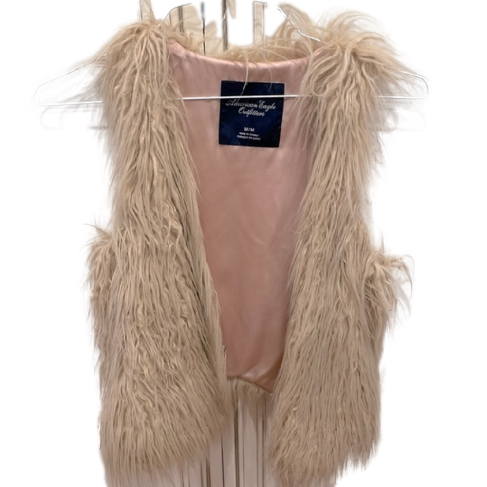 🌿American Eagle Outfitters beige faux fur vest, size M🌿